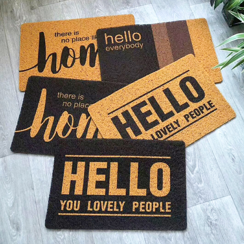 [Cross-Border Hot Selling] Imitation Coconut Palm Door Mat Hallway Doormat Wire Ring Foot Mat PVC Non-Slip Floor Mat Carpet