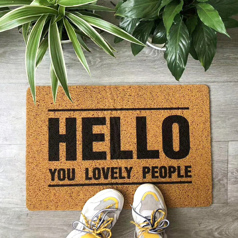 [Cross-Border Hot Selling] Imitation Coconut Palm Door Mat Hallway Doormat Wire Ring Foot Mat PVC Non-Slip Floor Mat Carpet