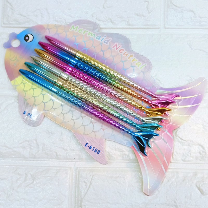 Korean-Style Creative Laser Cool Crayon Mermaid Highlight Stick 6-Color Fish Powder Crayon Fluorescent Pen Flash Pen Award Korean-Style Creative Laser Cool Crayon Mermaid Highlight Stick 6-Color Fish Powder Crayon Fluorescent Pen Flash Pen Award
