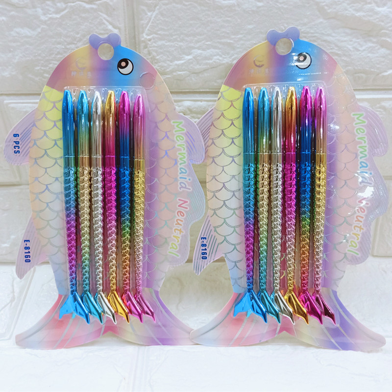Korean-Style Creative Laser Cool Crayon Mermaid Highlight Stick 6-Color Fish Powder Crayon Fluorescent Pen Flash Pen Award Korean-Style Creative Laser Cool Crayon Mermaid Highlight Stick 6-Color Fish Powder Crayon Fluorescent Pen Flash Pen Award