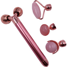 New ThreeinOne Natural Jade Pink Crystal Roller Facial Jade Massage Instrument Electric Massage Stick New ThreeinOne Natural Jade Pink Crystal Roller Facial Jade Massage Instrument Electric Massage Stick
