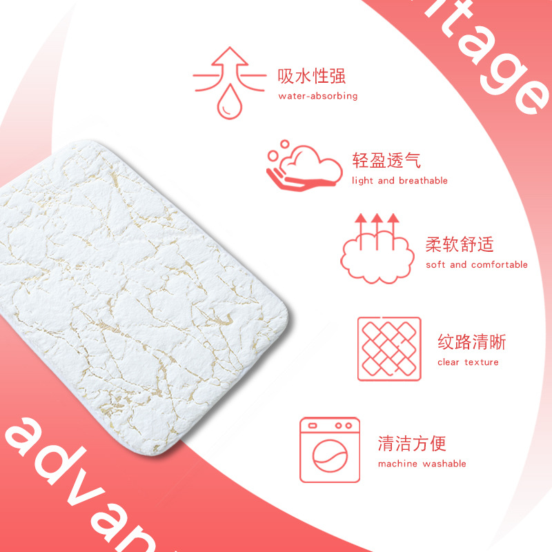 Amazon Hot Imitation Dehaired Angora Gilding Carpet Bedroom Floor Mat Living Room Bedside Floor Mat Bathroom Water-Absorbing Non-Slip Mat