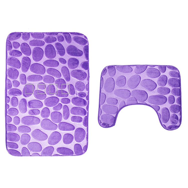 European and American Cobblestone Carpet Toilet Floor Mat Set Bathroom Non-Slip Floor Mat Two-Piece Set Cross-Border European and American Cobblestone Carpet Toilet Floor Mat Set Bathroom Non-Slip Floor Mat Two-Piece Set Cross-Border