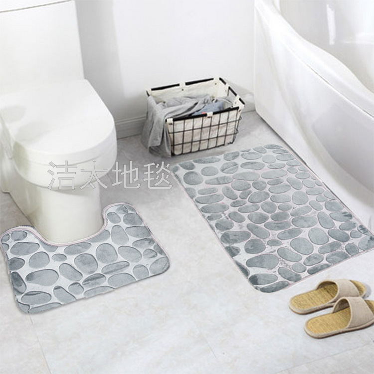European and American Cobblestone Carpet Toilet Floor Mat Set Bathroom Non-Slip Floor Mat Two-Piece Set Cross-Border European and American Cobblestone Carpet Toilet Floor Mat Set Bathroom Non-Slip Floor Mat Two-Piece Set Cross-Border