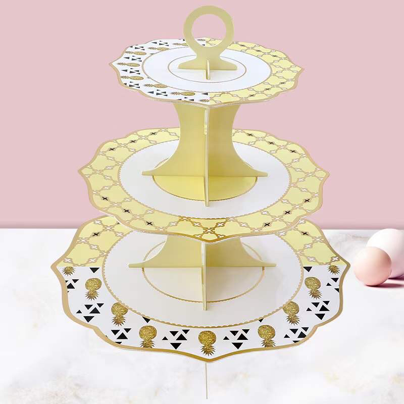 2021 Factory Wholesale New White Card Bronzing Paper Cake Rack Birthday Party Dress up Dessert Table