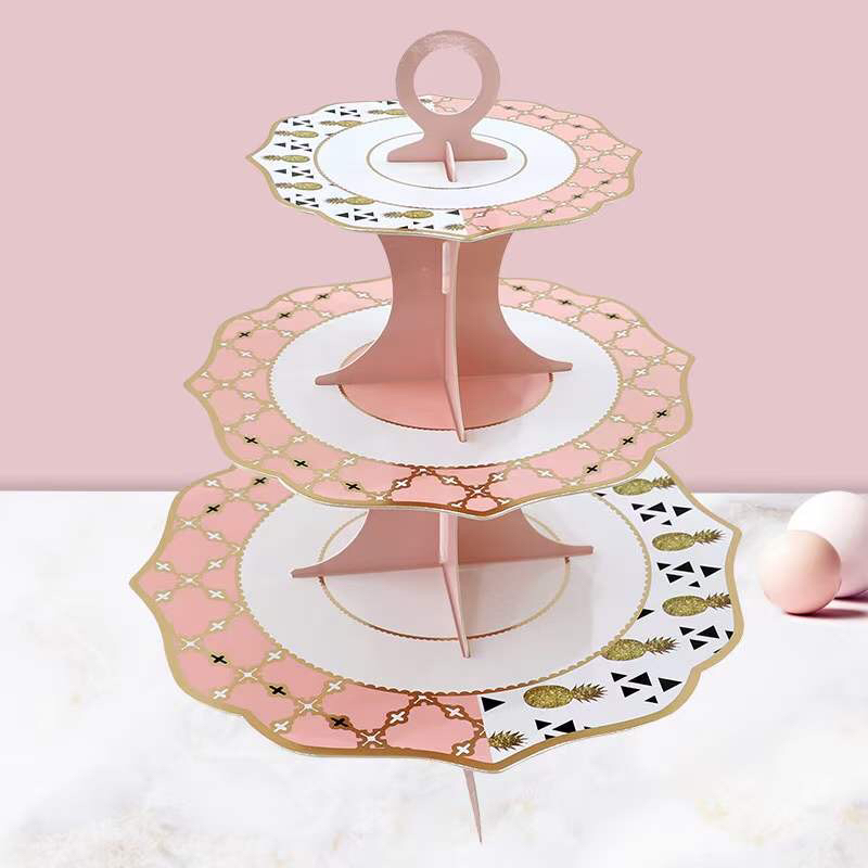 2021 Factory Wholesale New White Card Bronzing Paper Cake Rack Birthday Party Dress up Dessert Table
