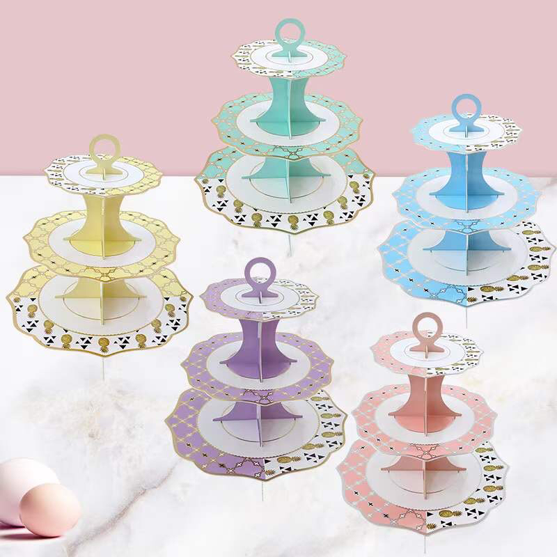 2021 Factory Wholesale New White Card Bronzing Paper Cake Rack Birthday Party Dress up Dessert Table