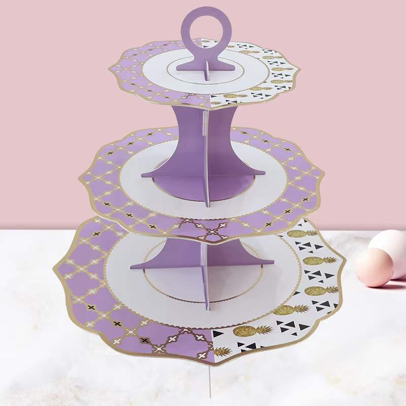 2021 Factory Wholesale New White Card Bronzing Paper Cake Rack Birthday Party Dress up Dessert Table