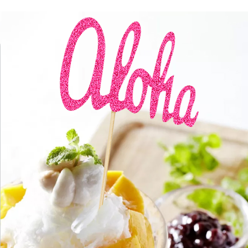 Hawaiian Decoration Dining Table Decorations Al OHA Pineapple Coconut Flamingo Monstera Cake Inserting Card