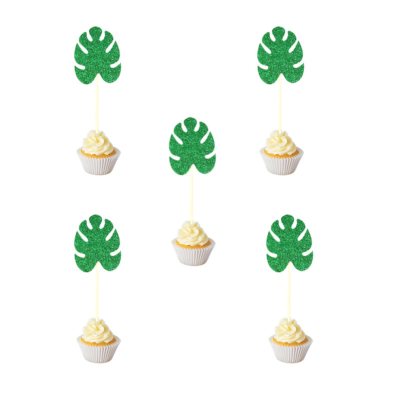 Hawaiian Decoration Dining Table Decorations Al OHA Pineapple Coconut Flamingo Monstera Cake Inserting Card
