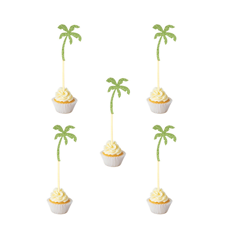 Hawaiian Decoration Dining Table Decorations Al OHA Pineapple Coconut Flamingo Monstera Cake Inserting Card