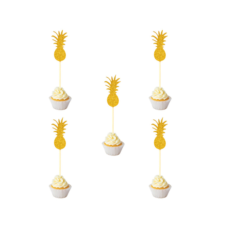 Hawaiian Decoration Dining Table Decorations Al OHA Pineapple Coconut Flamingo Monstera Cake Inserting Card