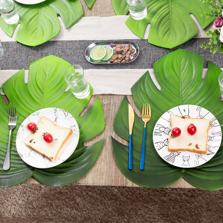 Artificial Monstera Leaf Placemat Heat Proof Mat Non-Slip Dining Table Cushion Household Western-Style Placemat and Industrial Boat Cutting Knife Large Lotus Leaf