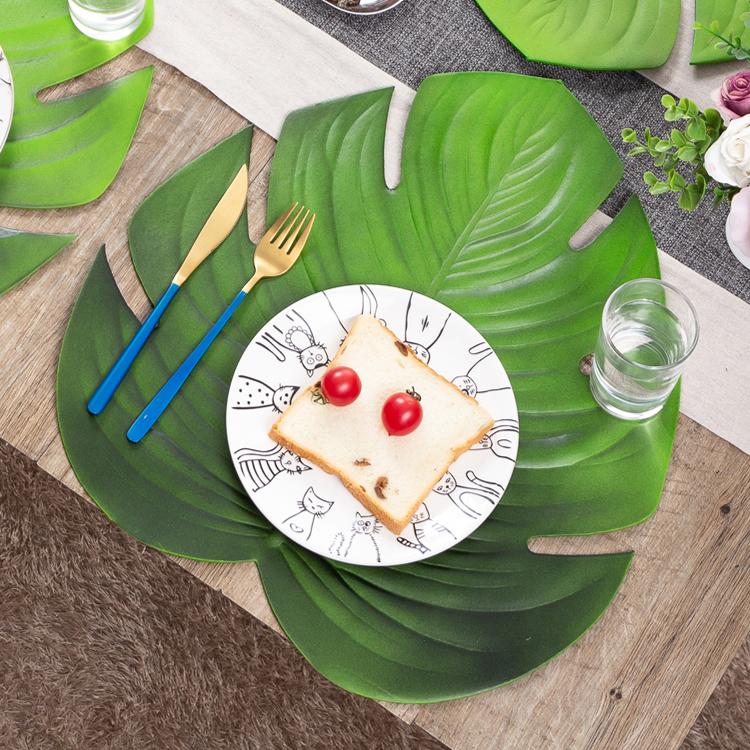Artificial Monstera Leaf Placemat Heat Proof Mat Non-Slip Dining Table Cushion Household Western-Style Placemat and Industrial Boat Cutting Knife Large Lotus Leaf