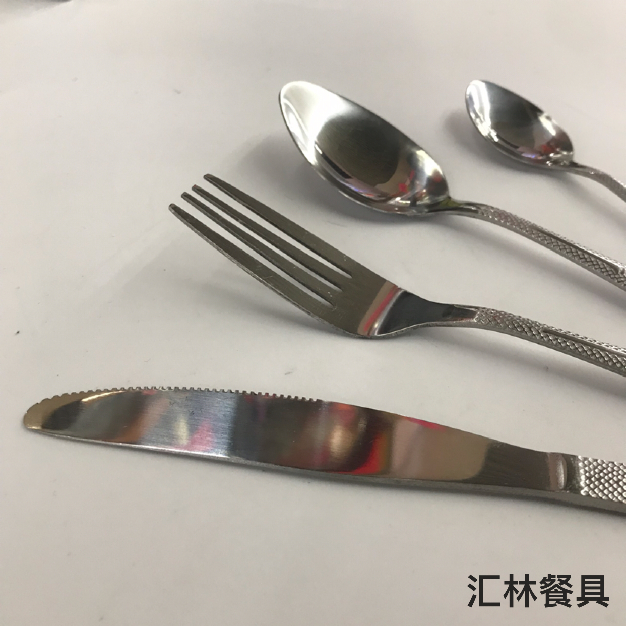 410 Stainless Steel Material Western Tableware Square Toe Sandblasting Series G Table Knife Fork and Spoon Tea Fork and Spoon