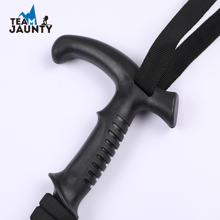 Spot Goods 6061 High-Strength Aluminum Alloy Curved Handle Alpenstock Climbing Hiking Walking Stick for the Elderly Outd
