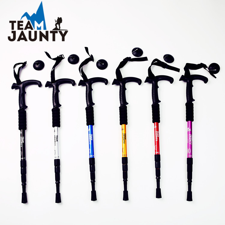 Spot Goods 6061 High-Strength Aluminum Alloy Curved Handle Alpenstock Climbing Hiking Walking Stick for the Elderly Outd Spot Goods 6061 High-Strength Aluminum Alloy Curved Handle Alpenstock Climbing Hiking Walking Stick for the Elderly Outd