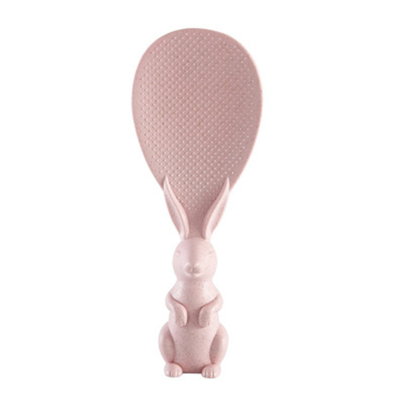 Creative Wheat Straw Meal Spoon Cute Bunny Three-Dimensional Rice Spoon Non-Stick Rice Household High Temperature Resistant Scoop Ladel