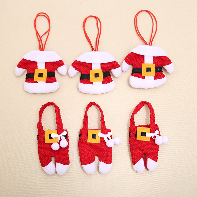 Factory Direct Sales Christmas Table Decoration Christmas Knife and Fork Set Christmas Tableware Set Christmas Small Clothes Small Pants