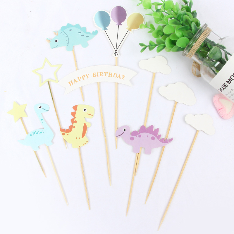 Factory Direct Sales Copyright Children's Cartoon Birthday Cake Decoration Card Little Dinosaur Dessert Table Situation Cake Inserts Factory Direct Sales Copyright Children's Cartoon Birthday Cake Decoration Card Little Dinosaur Dessert Table Situation Cake Inserts