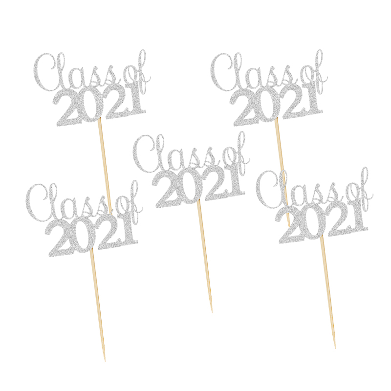 Graduation Party Dining-Table Decoration Gold Silver Blue Red Class of 2021 Cake Inserting Card Graduation Party Dining-Table Decoration Gold Silver Blue Red Class of 2021 Cake Inserting Card