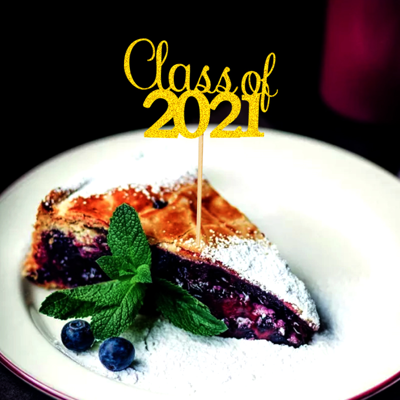 Graduation Party Dining-Table Decoration Gold Silver Blue Red Class of 2021 Cake Inserting Card Graduation Party Dining-Table Decoration Gold Silver Blue Red Class of 2021 Cake Inserting Card