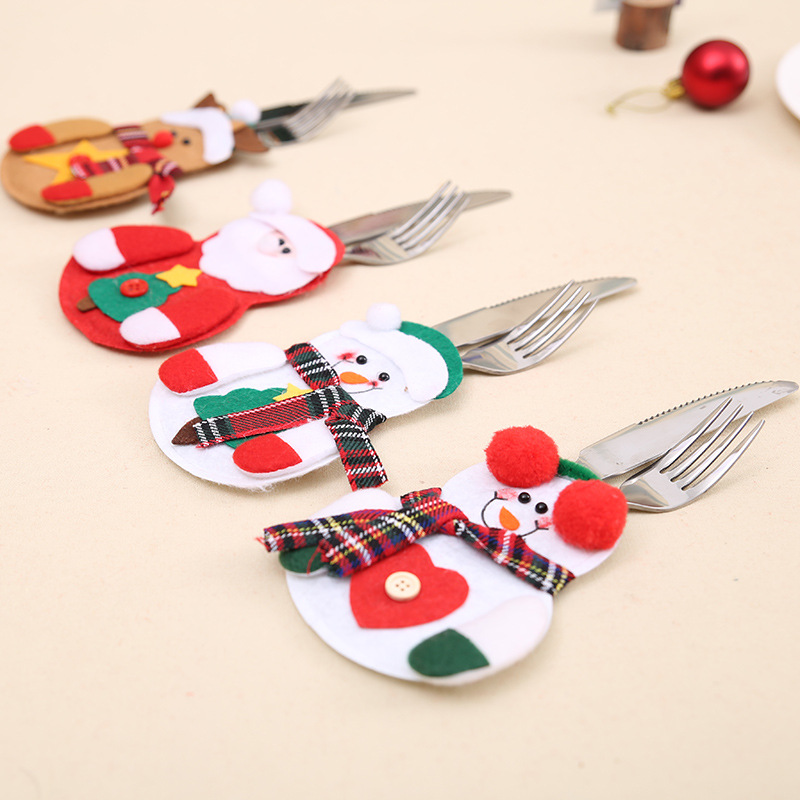 Mmmm Christmas Decoration Supplies Christmas Dining-Table Decoration Christmas Tableware Set Santa Claus Knife and Fork Set Batch