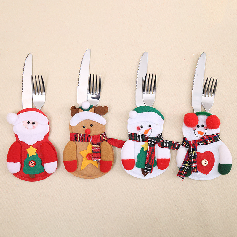 Mmmm Christmas Decoration Supplies Christmas Dining-Table Decoration Christmas Tableware Set Santa Claus Knife and Fork Set Batch