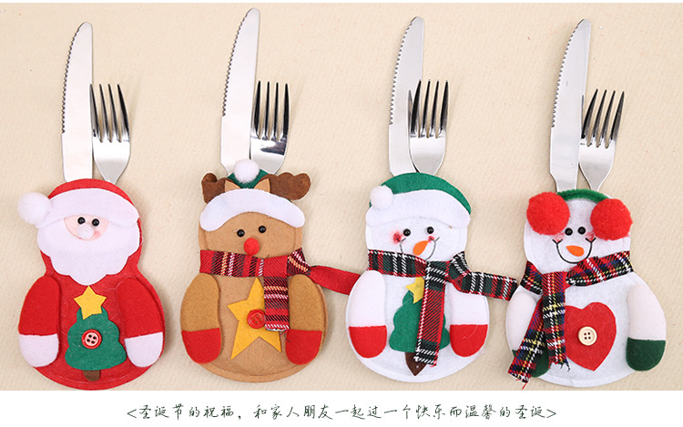 Mmmm Christmas Decoration Supplies Christmas Dining-Table Decoration Christmas Tableware Set Santa Claus Knife and Fork Set Batch