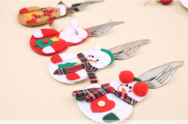 Mmmm Christmas Decoration Supplies Christmas Dining-Table Decoration Christmas Tableware Set Santa Claus Knife and Fork Set Batch