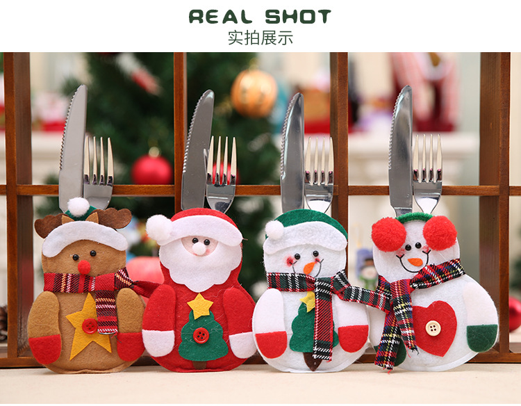 Mmmm Christmas Decoration Supplies Christmas Dining-Table Decoration Christmas Tableware Set Santa Claus Knife and Fork Set Batch