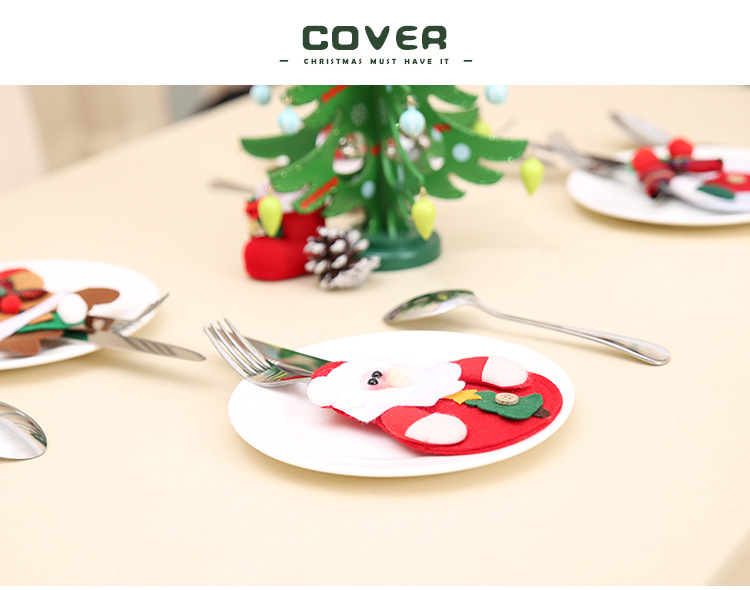 Mmmm Christmas Decoration Supplies Christmas Dining-Table Decoration Christmas Tableware Set Santa Claus Knife and Fork Set Batch