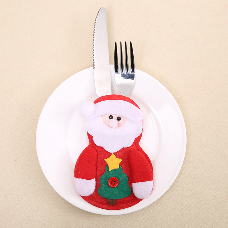 Mmmm Christmas Decoration Supplies Christmas Dining-Table Decoration Christmas Tableware Set Santa Claus Knife and Fork Set Batch