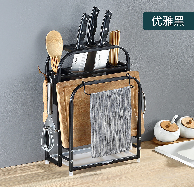 Table Top Stainless Steel Knife Holder Chopping Board Rack Kitchen Knife Storage Rack Multi-Functional Chopping Block Chopsticks Drain Rack