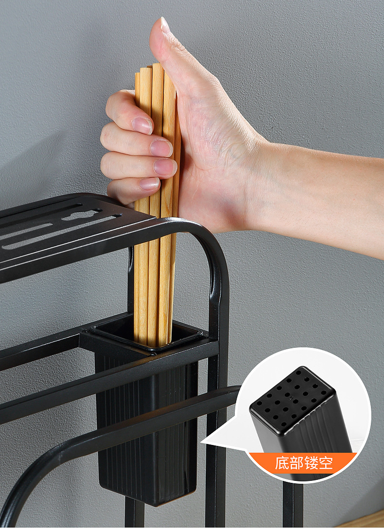 Table Top Stainless Steel Knife Holder Chopping Board Rack Kitchen Knife Storage Rack Multi-Functional Chopping Block Chopsticks Drain Rack