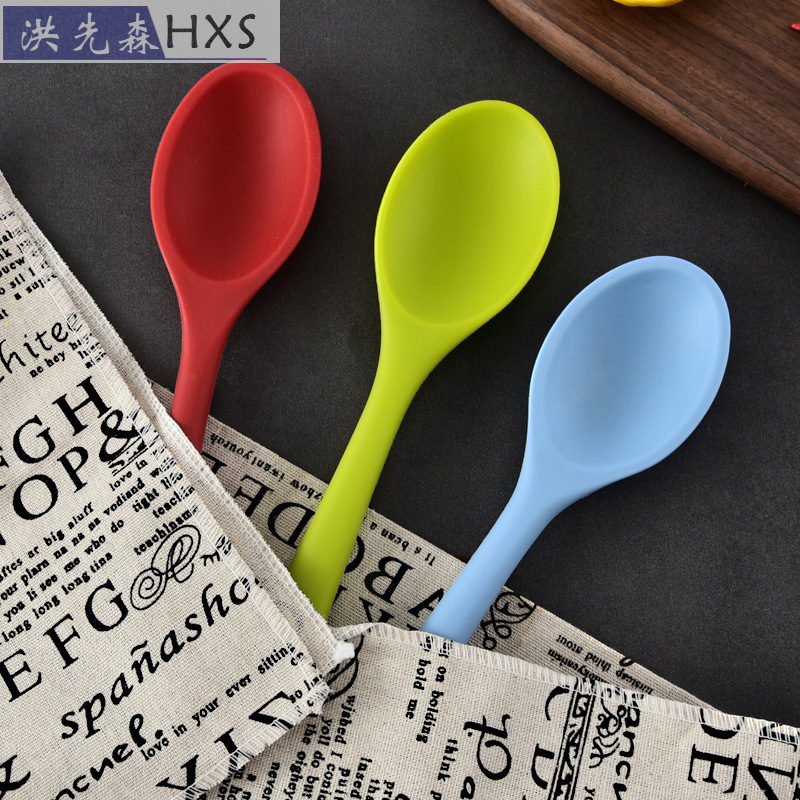 Silicone Spoon Integrated All-Inclusive Soup Spoon Non-Stick Silicone Spoon Stirring Porridge Spoon Dense Cooking Tools