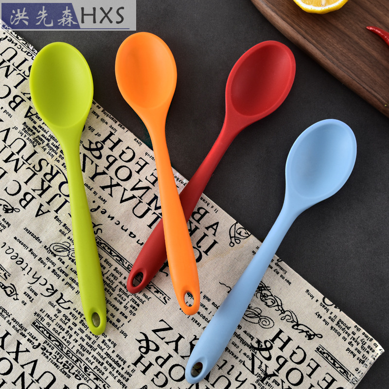 Silicone Spoon Integrated All-Inclusive Soup Spoon Non-Stick Silicone Spoon Stirring Porridge Spoon Dense Cooking Tools