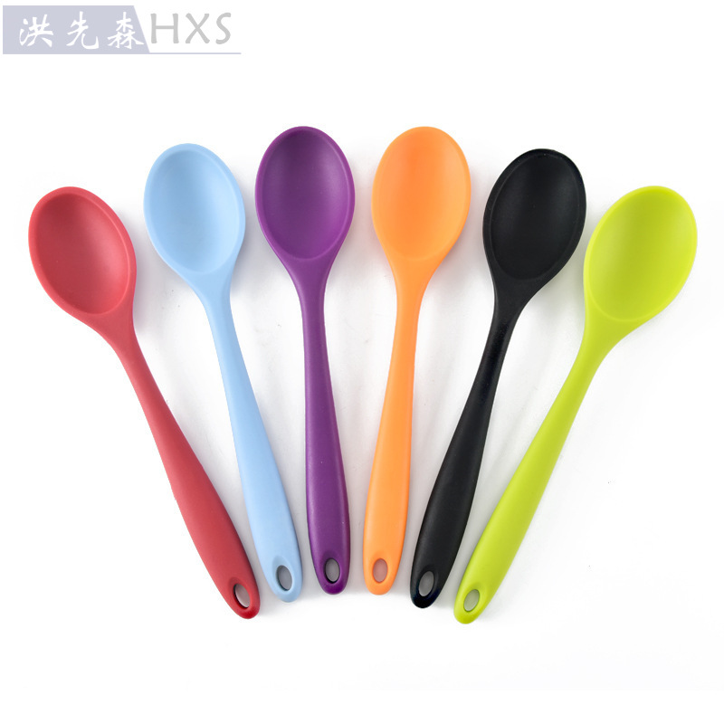 Silicone Spoon Integrated All-Inclusive Soup Spoon Non-Stick Silicone Spoon Stirring Porridge Spoon Dense Cooking Tools