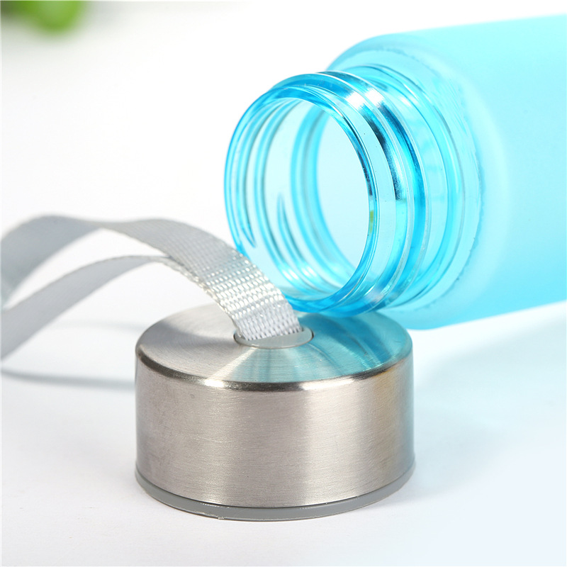 H2O Frosted Transparent Plastic Cup Sports Couple Water Cup Fashion Stick Cup Lanyard Cup Scented Tea Cup Wholesale