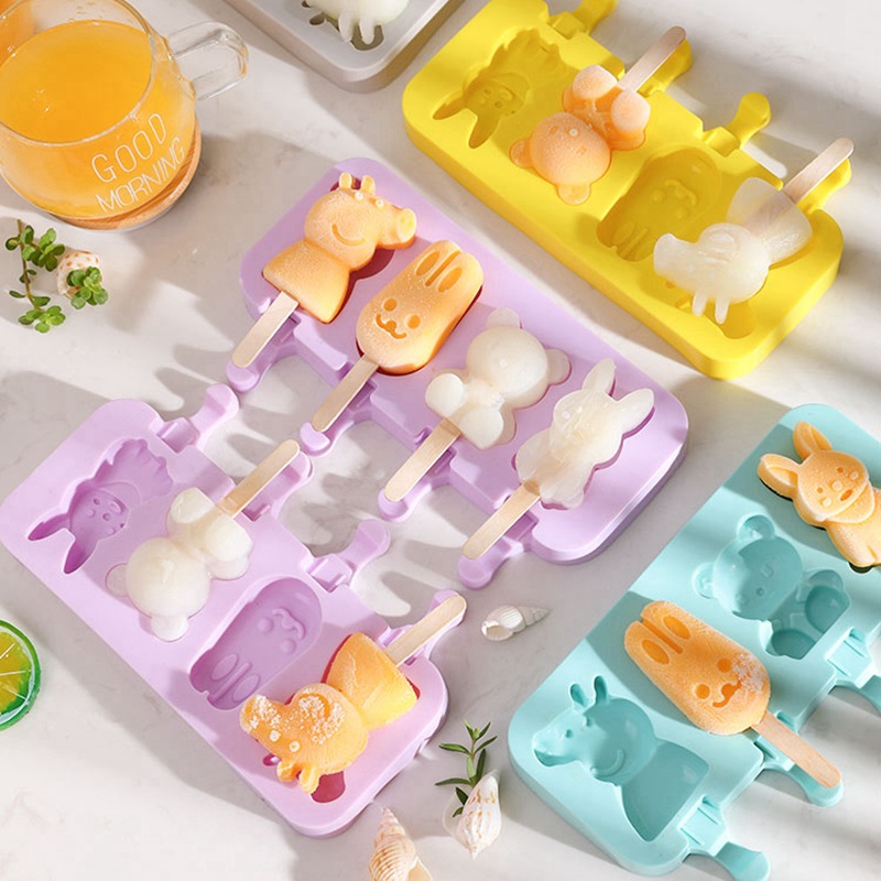 Manufacturer Siamese Ice Cream Mold with Lid and Stick Homemade Silicone Ice Cream Popsicle Mold DIY Ice-Cream Mould