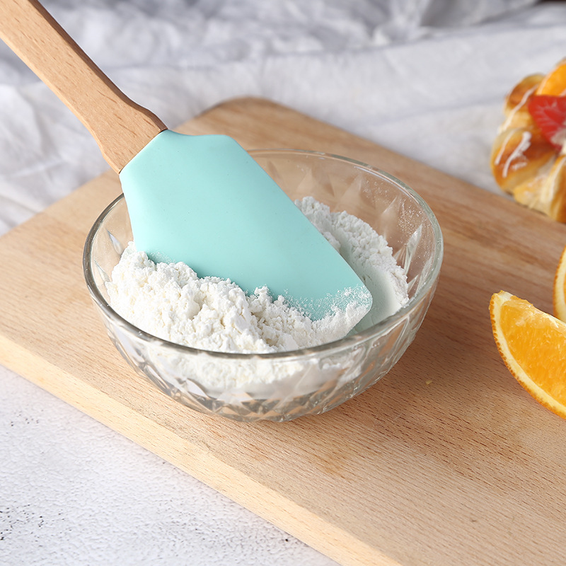  Silicone Kitchenware 3-Piece Set Temperature-Resistant Beech Silicone Shovel Spoon Scraper Baking Tool Non-Stick Pan Ne