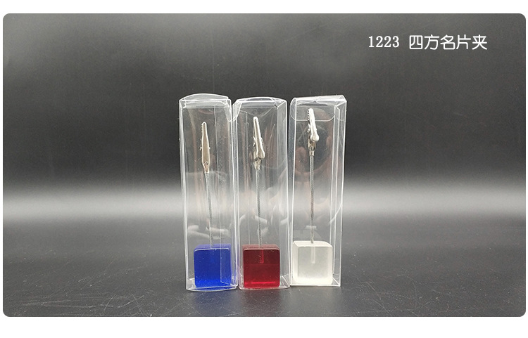 PVC box name card clip creative square message clip metal sheet holder table topper PVC box name card clip creative square message clip metal sheet holder table topper
