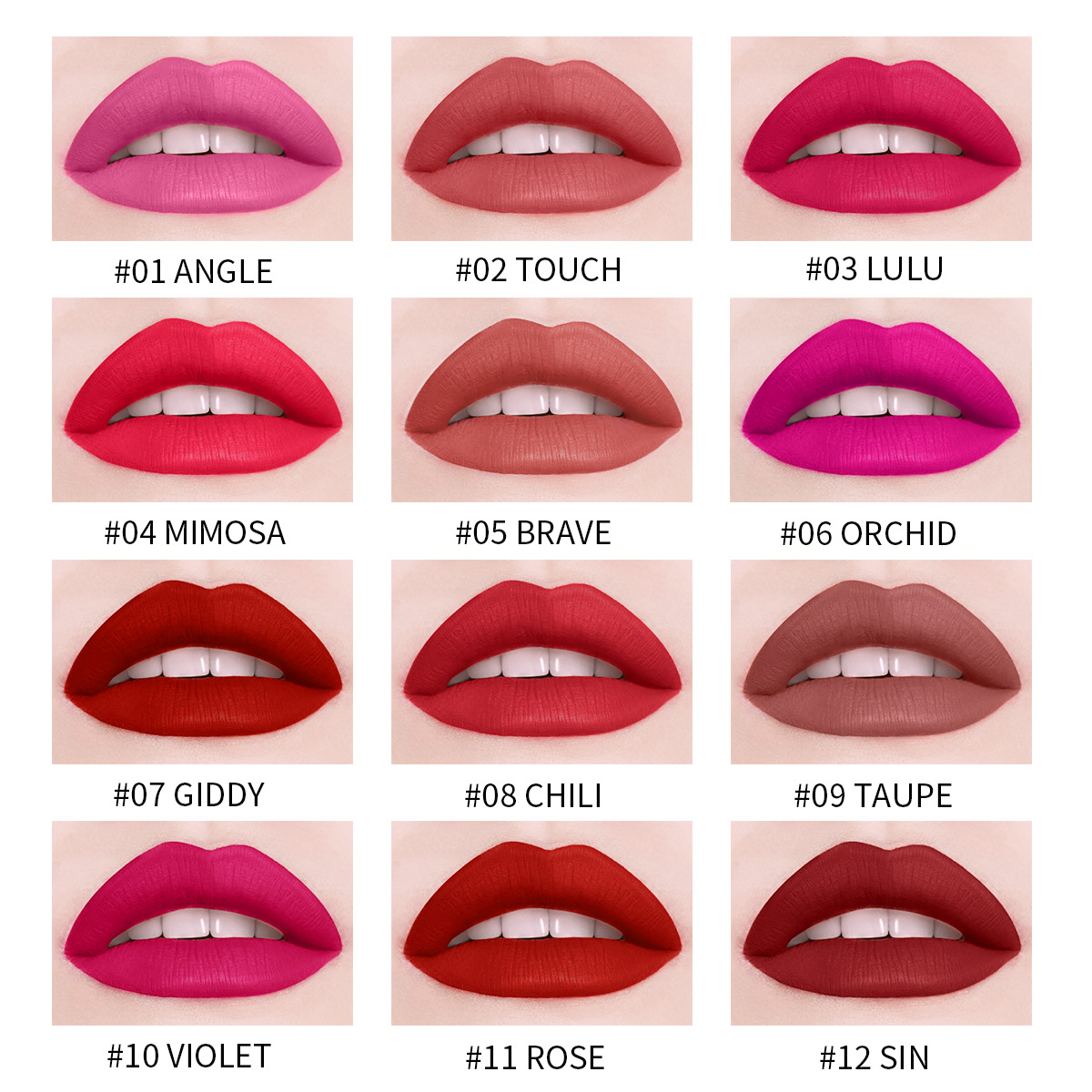 Lamuseland La Cleaning Mousse Blue 12 Color Lip Gloss Sample Matte Not Easy to Stick Cup for a Long Time Liquid Lipstick