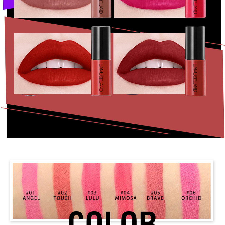 Lamuseland La Cleaning Mousse Blue 12 Color Lip Gloss Sample Matte Not Easy to Stick Cup for a Long Time Liquid Lipstick