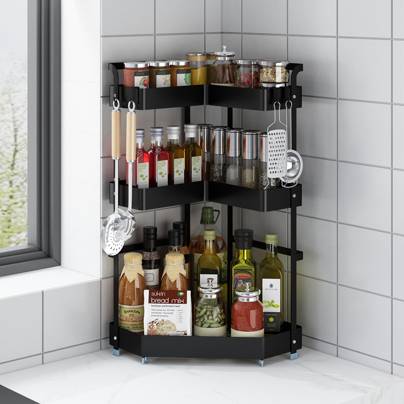 Kitchen Spice Rack Condiment Rack Chopsticks Knife Holder Triangle Corner Corner Table Multi-Layer Storage Rack