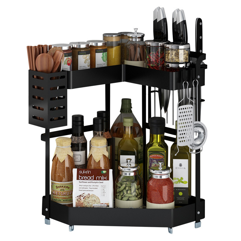 Kitchen Spice Rack Condiment Rack Chopsticks Knife Holder Triangle Corner Corner Table Multi-Layer Storage Rack
