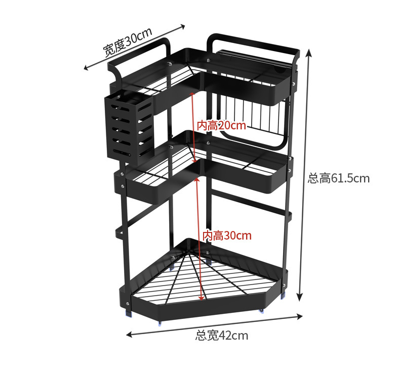 Kitchen Spice Rack Condiment Rack Chopsticks Knife Holder Triangle Corner Corner Table Multi-Layer Storage Rack