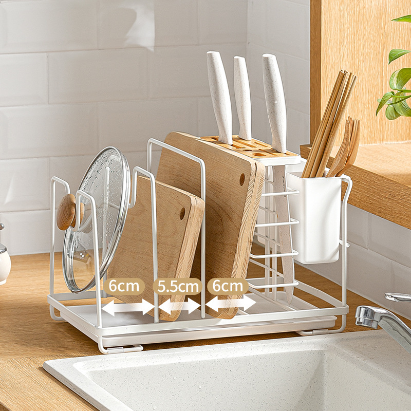 Nachuan Cross-Border Kitchen Kitchenware Storage Draining Rack Table Top Multi-Purpose Storage Rack with Chopsticks Holder Pot Lid Chopping Board Knife