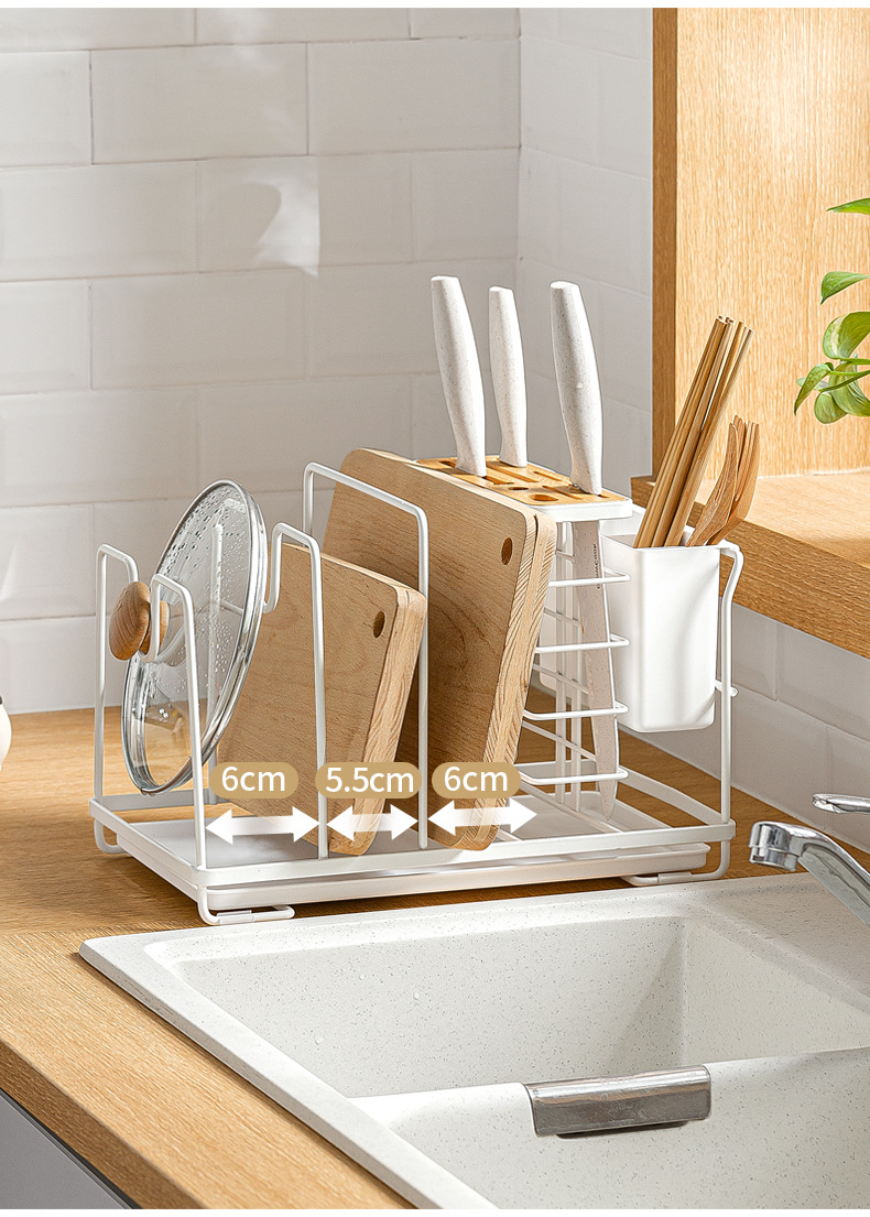 Nachuan Cross-Border Kitchen Kitchenware Storage Draining Rack Table Top Multi-Purpose Storage Rack with Chopsticks Holder Pot Lid Chopping Board Knife