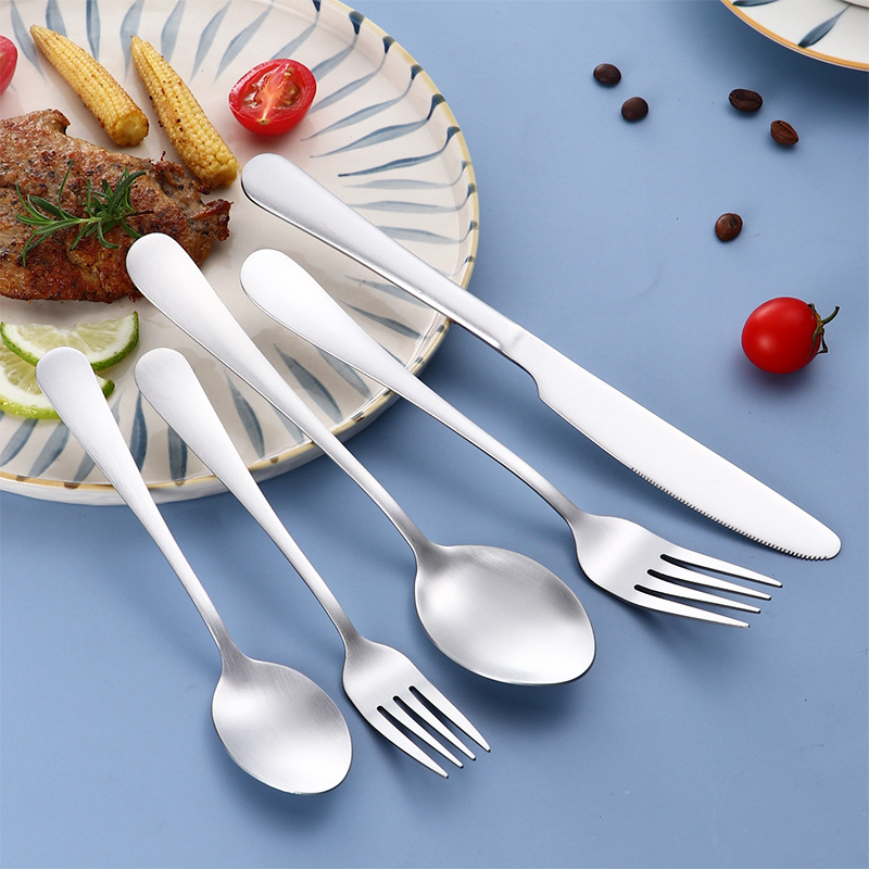 Cross-Border Amazon 1010 Stainless Steel Sanding Tableware 40-Piece Set Black Table Knife Spoon Fork Mail Order Gift Box
